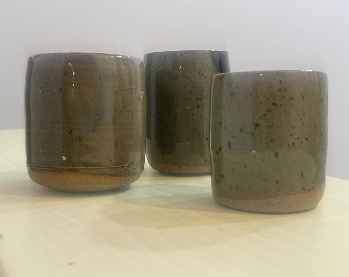 Set of 3 Handmade Stoneware Cups | Rustic Ceramic Tumblers