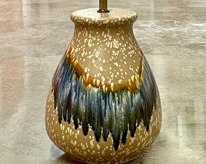 Large Scale Vintage Boho Drip Glaze Studio Pottery Lamp circa late 1980s