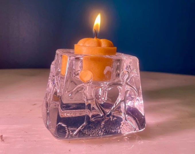 Vintage ORREFORS Modern Art Glass Candle Holder, Sweden, 1960s