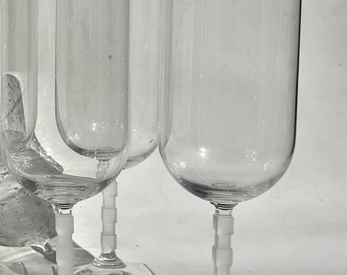 Set of 6 Mikasa Viewpoint Iced Tea Glasses - Frosted Cube Stem - Discontinued - 9 5/8"