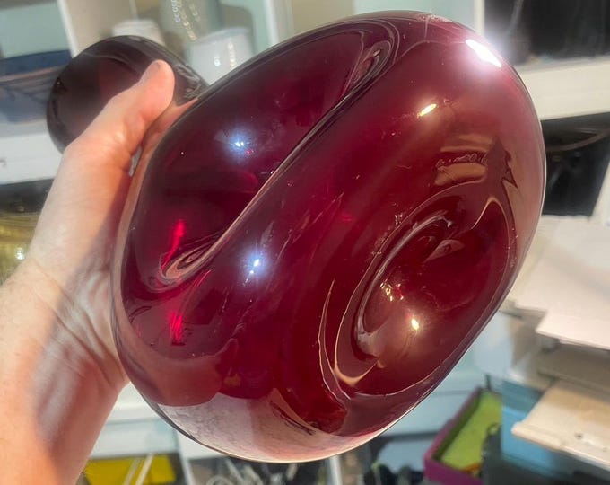 Mid-Century Ruby Red Dimpled Vase by Gunnar Ander for Elme Glasbruk