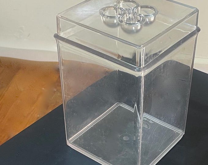Vintage Dansk Gourmet Designs Rectilinear Canister - Clear Plastic - 1970s - 2 Quart