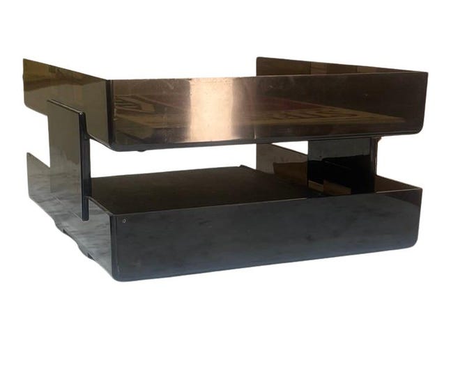 Retro Rubbermaid Desk Organizer | Mid-Century Modern Smoked Acrylic File Holder