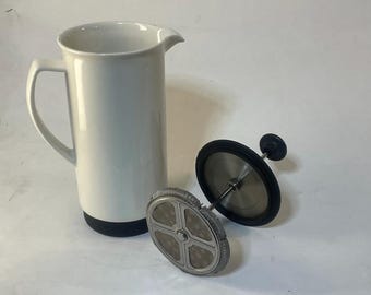 Vintage Coffee Press in White Ceramic Porcelain by FORLIFE, Excellent Condition, Y2K Design