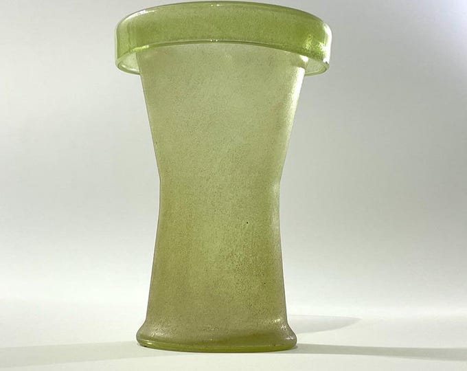 Attributed to Peter Pelzel La Murrina Vase - Murano Art Glass - Light Green Frosted - 12.5"