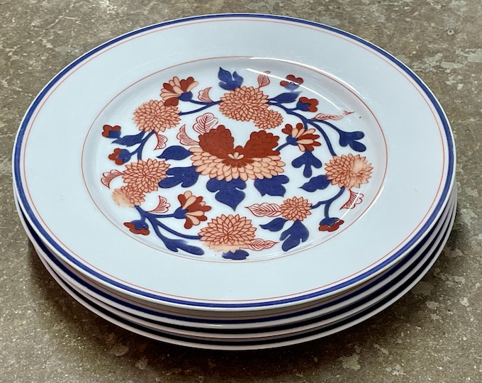 Vintage Fitz & Floyd Mandarin Dinner Plates | Set of 4 | Chinoiserie | 1970s |