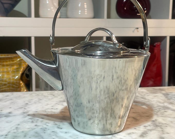 Vintage Metal Tea Kettle with Infuser | The Palm Restaurant Est. 1926 | Collectible Restaurant Memorabilia