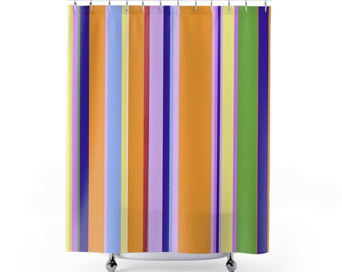 RetroStripes Colorful Striped Shower Curtain,  Modern Home Accessory, Gift for Homeowners, Fun Bathroom Makeover