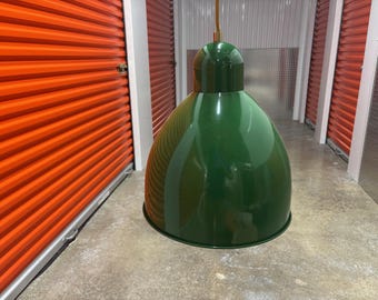 Vintage Industrial Green Enamel Factory Lamp