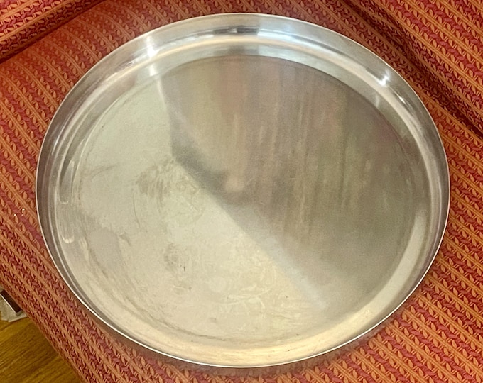 Vintage IKEA Round Stainless Steel Serving Tray - Mid-Century Modern Minimalist