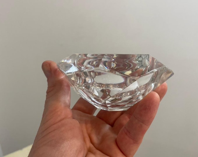 Vintage Royal Gallery “Diamond” Cut Crystal Votive Candle Holder - Made In Italy