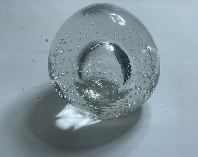 Vintage Bullicante Glass Paperweight | Hand-Blown Clear Glass Orb | Floral Paperweight | Unique Gift