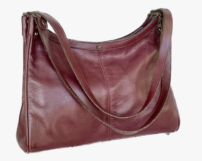Vintage John Romain Oxblood Leather Shoulder Bag - Brass Hardware - 80s - Excellent Condition