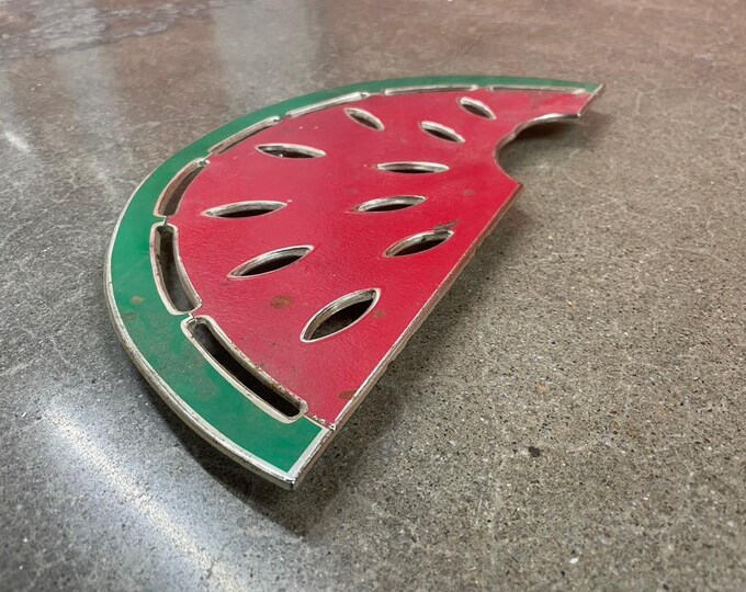 Vintage Silver Plate and Enamel Trivet (aka Watermelon Slice) by WM A Roger Ltd, circa 1960s