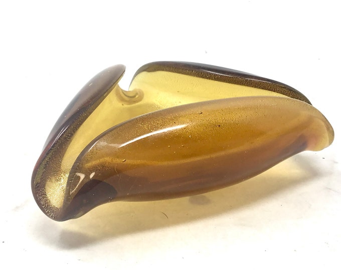 Murano Gold Aventurine Ashtray, Attributed to Carlo Scarpa for Venini