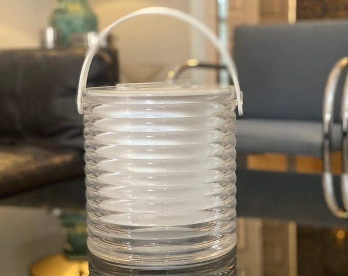 Vintage Lucite and White ABS Ice Bucket by Sally Designs, circa 1970s
