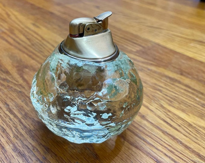 Vintage Mid-Century Modern "Snowball" Table Lighter - Textured Glass - 3" x 3.5"