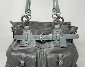 Authentic Vintage Coach Handbag #13205 | Grey Glove Leather Satchel Purse | Rare XL Bag