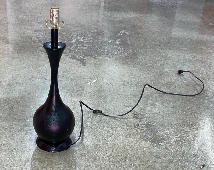 Vintage 1950s Sculptural Black Glazed Ceramic Teardrop Table Lamp