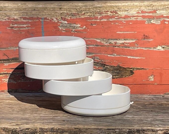 Vintage interDesign Swivel Organizer, White Plastic, USA MADE, circa 1970s