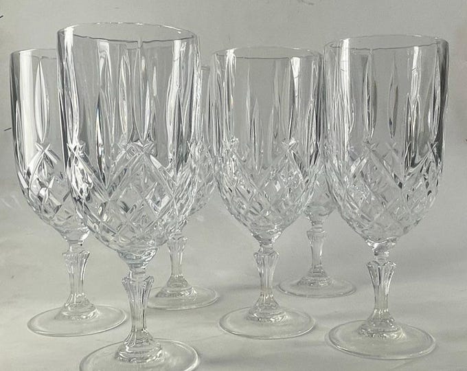 Set of 6 Elegant Waterford Markham Cut Crystal Iced Beverage / Water Goblets