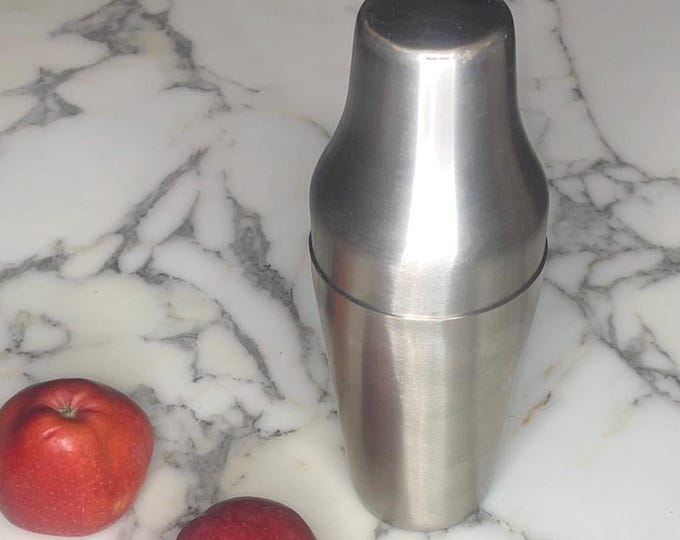 Vintage Stainless Steel French (Parisian) Cocktail Shaker - Matte Finish | 2-Piece Barware