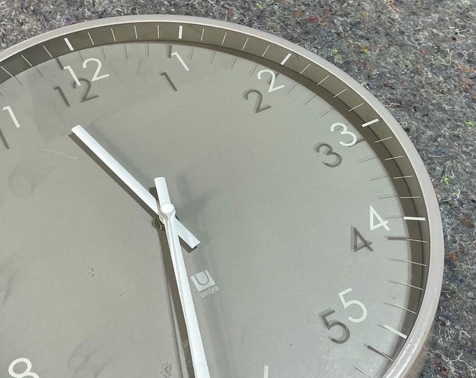 Discontinued Umbra Pace Wall Clock - Light Grey - Minimalist Design - Very Good Condition