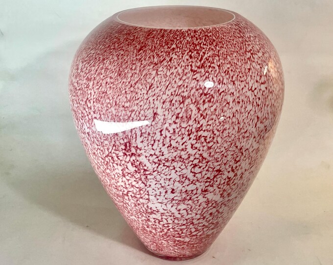 Stunning Tarnowiec Glass Vase | Handmade Polish Art with Abstract Splatter Pattern