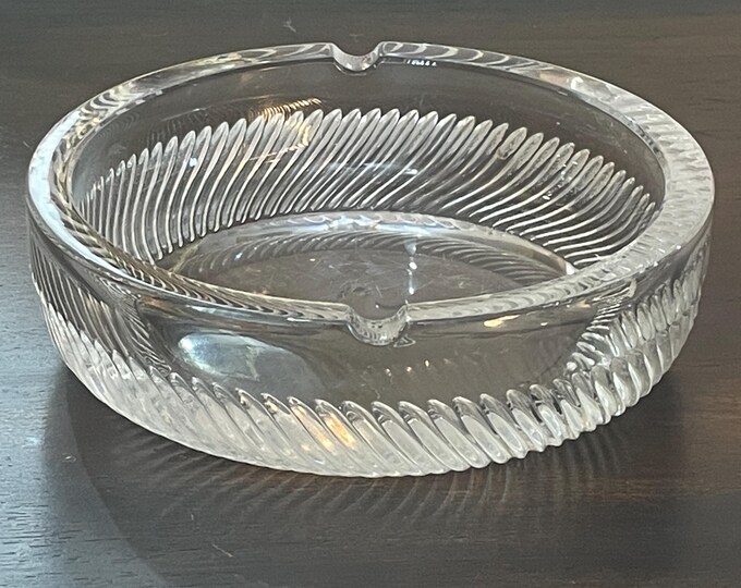 Heavy Mid-Century Modern "Pinwheel" Swirl Crystal Ashtray, Cambridge Glass #300