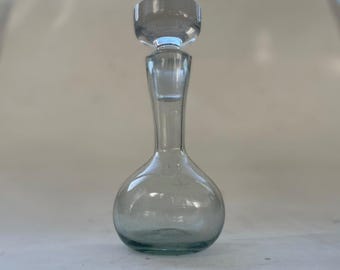 Elegant Vintage Hand-Blown Decanter with Crystal Stopper