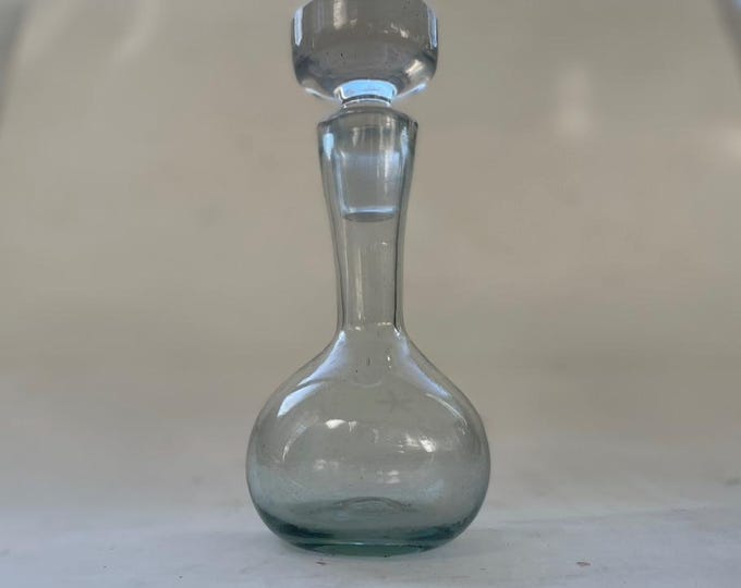Elegant Vintage Hand-Blown Decanter with Crystal Stopper