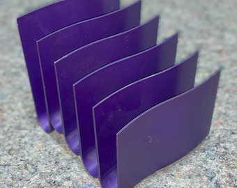 Vintage TENEX Purple Stepped Desktop Organizer | Mid-Century Modern Letter Sorter | Retro Office Supply | Plastic Desk Caddy