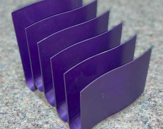 Vintage TENEX Purple Stepped Desktop Organizer | Mid-Century Modern Letter Sorter | Retro Office Supply | Plastic Desk Caddy