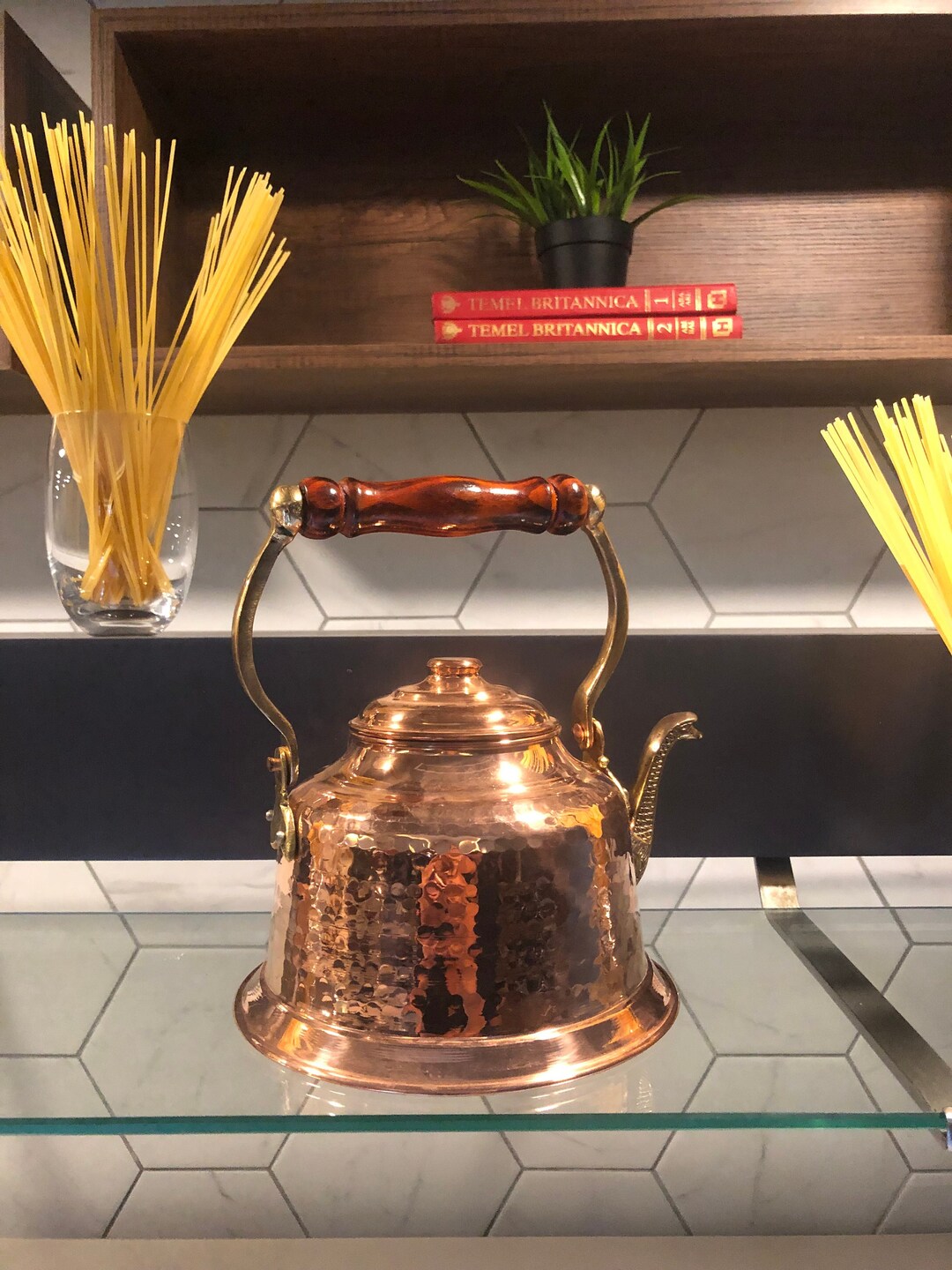 Engraved Solid Copper Teapot Kettle Counter Top Teapot Perfect Teapot