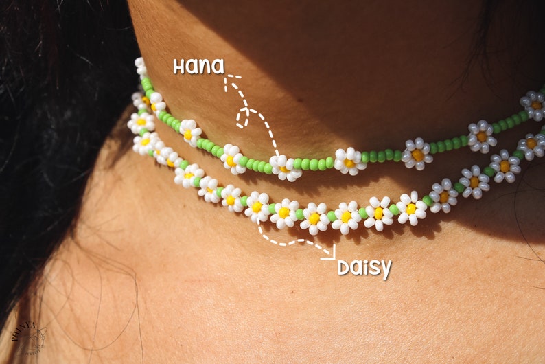 Handgemachte Perlenkette in Modell DAISY oder HANA//Blümchenkette//Glasperlenkette//bunte Perlenkette Bild 2