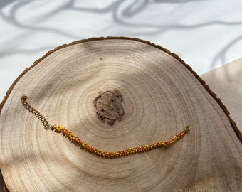Handgemachtes Perlenarmband in Modell „AURORA“//Miyukiperlenarmband//orange-gelbes Perlenarmband