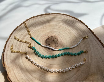 Handgemachte Perlenarmbänder in Modell „EMERY“//Blümchenarmbänder//Miyukiperlenarmband//Schmuckset
