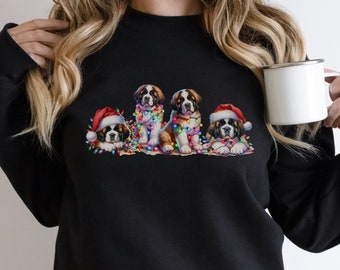 St. Bernard Christmas Sweatshirt, Holiday Dog Sweatshirt, Christmas graphic sweater, Dog sweatshirt, Dog lover gifts, Gift for dog mom