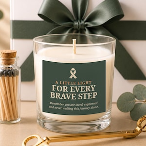 Cancer Support Candle Gift, A Little Light for Every Brave Step, Chemo Care Package, Encouragement Gift, Warrior Strength Illness Support