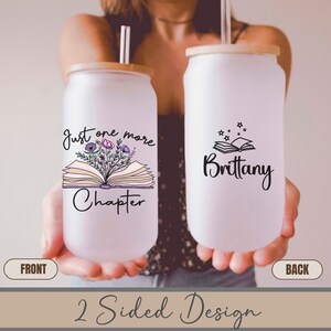 Personalized Book Lover Iced Coffee Glass Cup - 16oz Tumbler