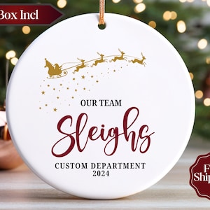 Personalized Team Christmas Ornament: Employee Gift, Company Holiday Decor