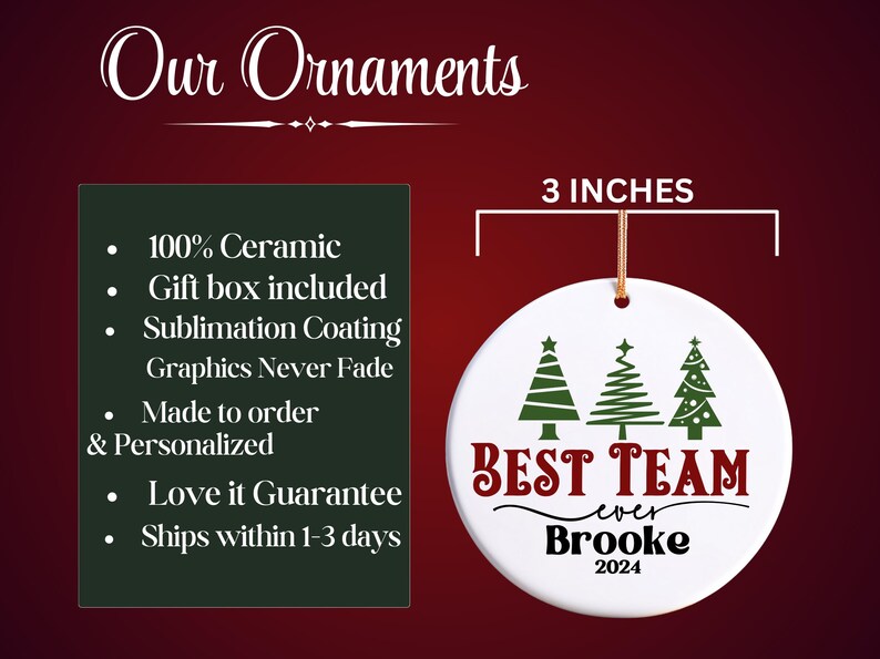 Coworker Christmas Ornament, Best Team Ever Christmas Gift for Men and