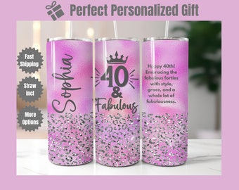 40th Birthday Gifts for Women, Forty and Fabulous Tumbler, Best Friend Personalized Tumbler, Milestone Birthday Gift, 1984 Birthday Gift