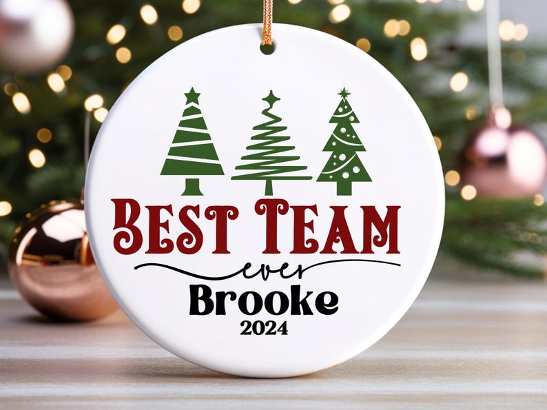 Coworker Christmas Ornament, Best Team Ever Christmas Gift for Men and