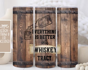 Whiskey Barrel Stainless Steel Tumbler, Personalized Gift