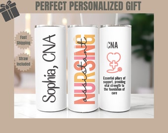 Personalized CNA Tumbler: Boho Flower Nurse Gift