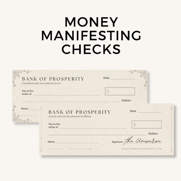 Money Manifesting Checks, Vision BOard, Abundance Check, Printable Checks, Financial Abundance, Money Mindset, Manifest Abundance.