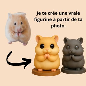 Statuetta personalizzata del tuo animale domestico - Stile cartoon - Stampata in 3D in resina vegetale - Da dipingere