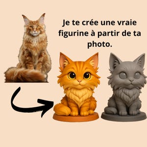 Personalisierte Figur Ihrer Katze - Cartoon-Stil - 3D-Druck aus Pflanzenharz - Zum Bemalen