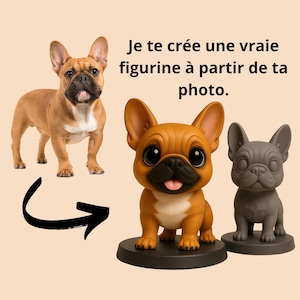 Statuetta personalizzata del tuo cane - Stile cartoon - Stampata in 3D in resina vegetale - Da dipingere